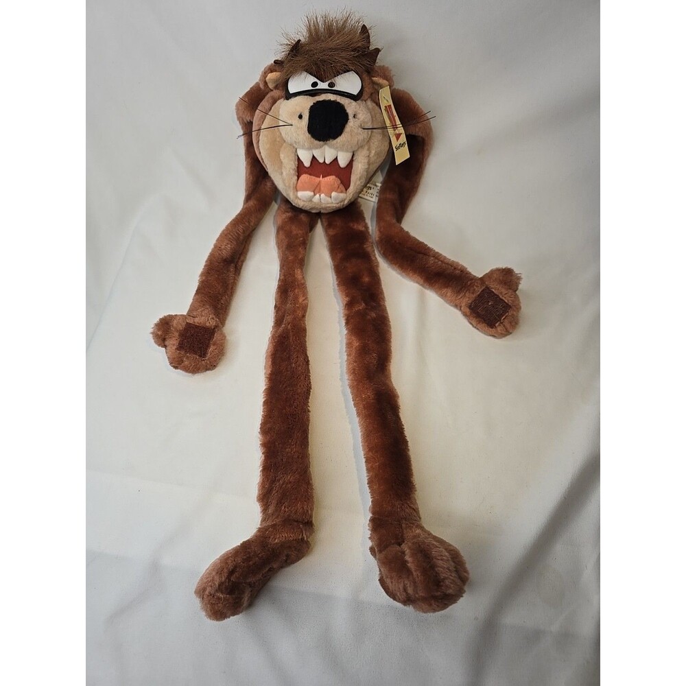 Y2K 2001 Taz PLUSH with long arms wrap & stick Looney Tunes SIX FLAGS WARNER BRO
